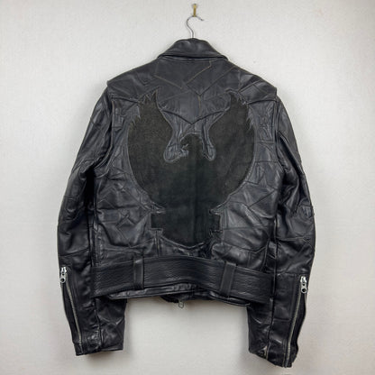 Vintage Eagle Suede Patchwork Genuine Leather Biker Jacket