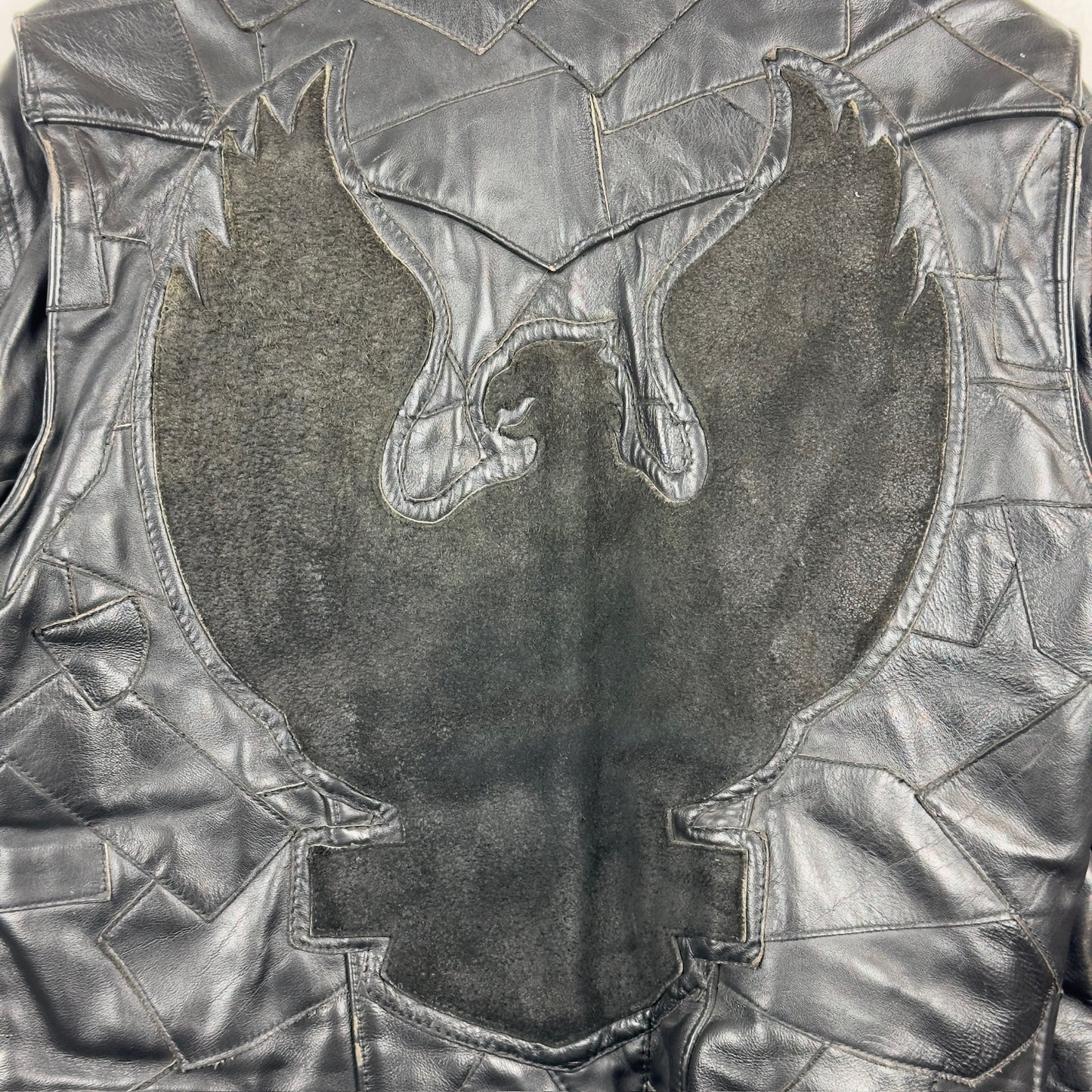 Vintage Eagle Suede Patchwork Genuine Leather Biker Jacket