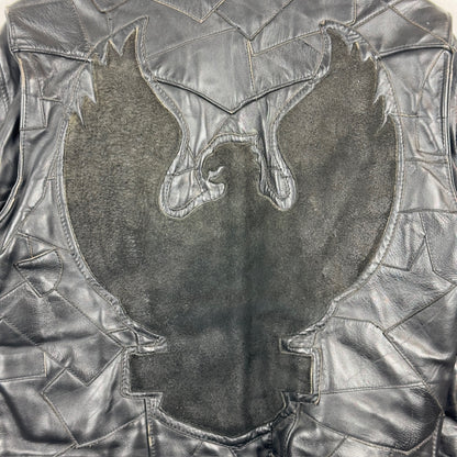 Vintage Eagle Suede Patchwork Genuine Leather Biker Jacket