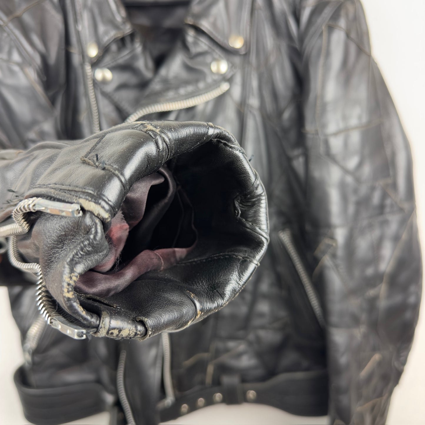 Vintage Eagle Suede Patchwork Genuine Leather Biker Jacket