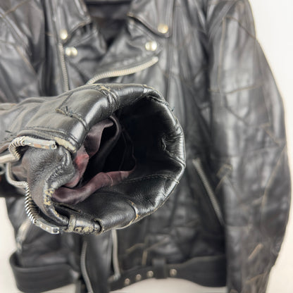 Vintage Eagle Suede Patchwork Genuine Leather Biker Jacket
