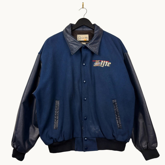 Vintage California Miller Lite Racing Leather Button Down Jacket