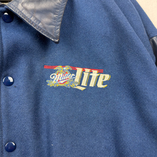 Vintage California Miller Lite Racing Leather Button Down Jacket