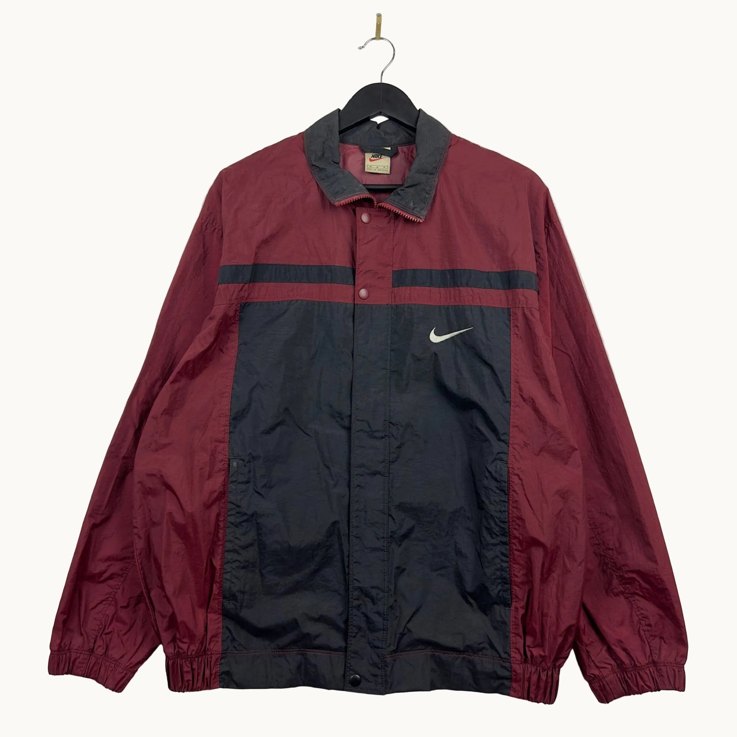 Vintage Nike White Tag Burgundy Black Full Zip Windbreaker Jacket