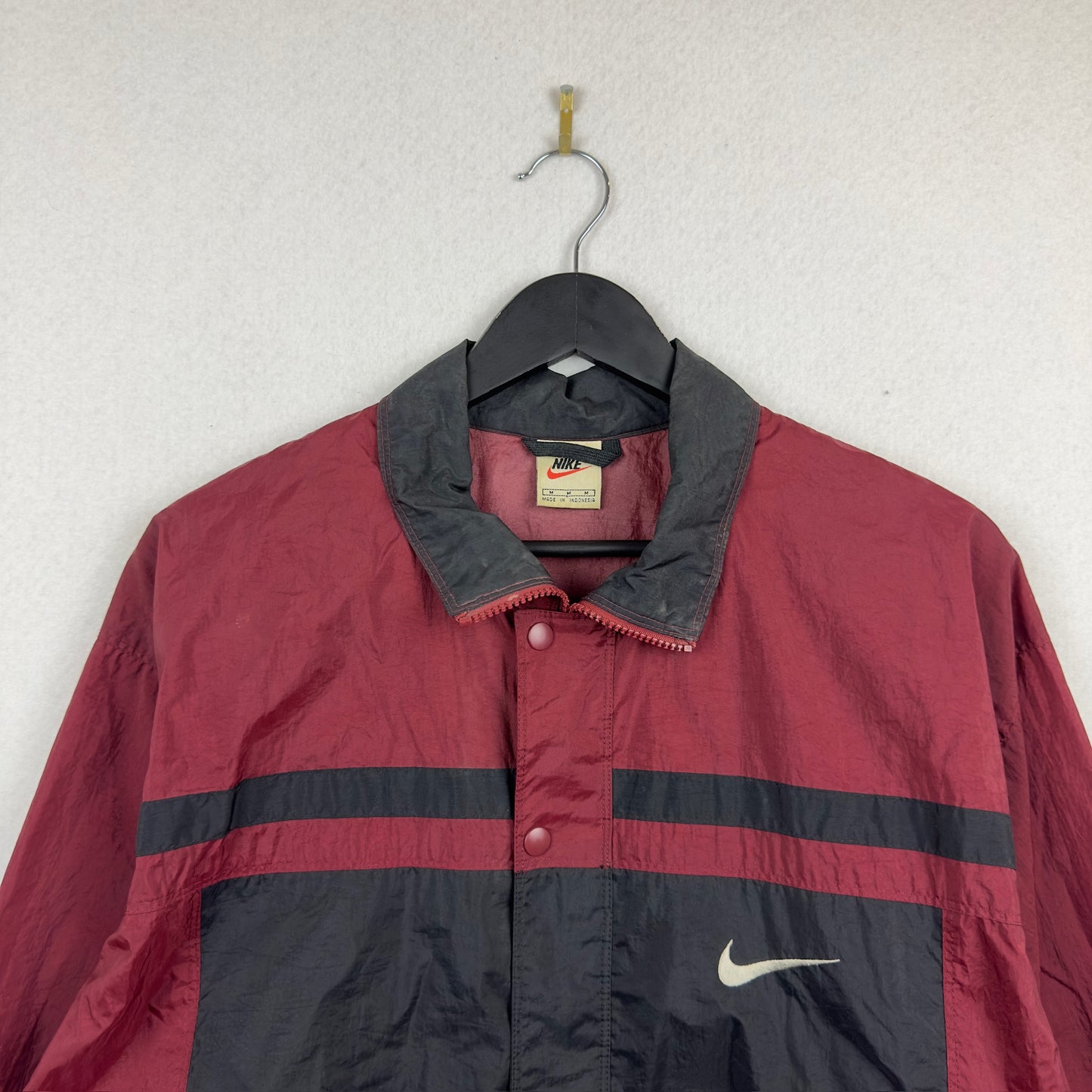 Vintage Nike White Tag Burgundy Black Full Zip Windbreaker Jacket