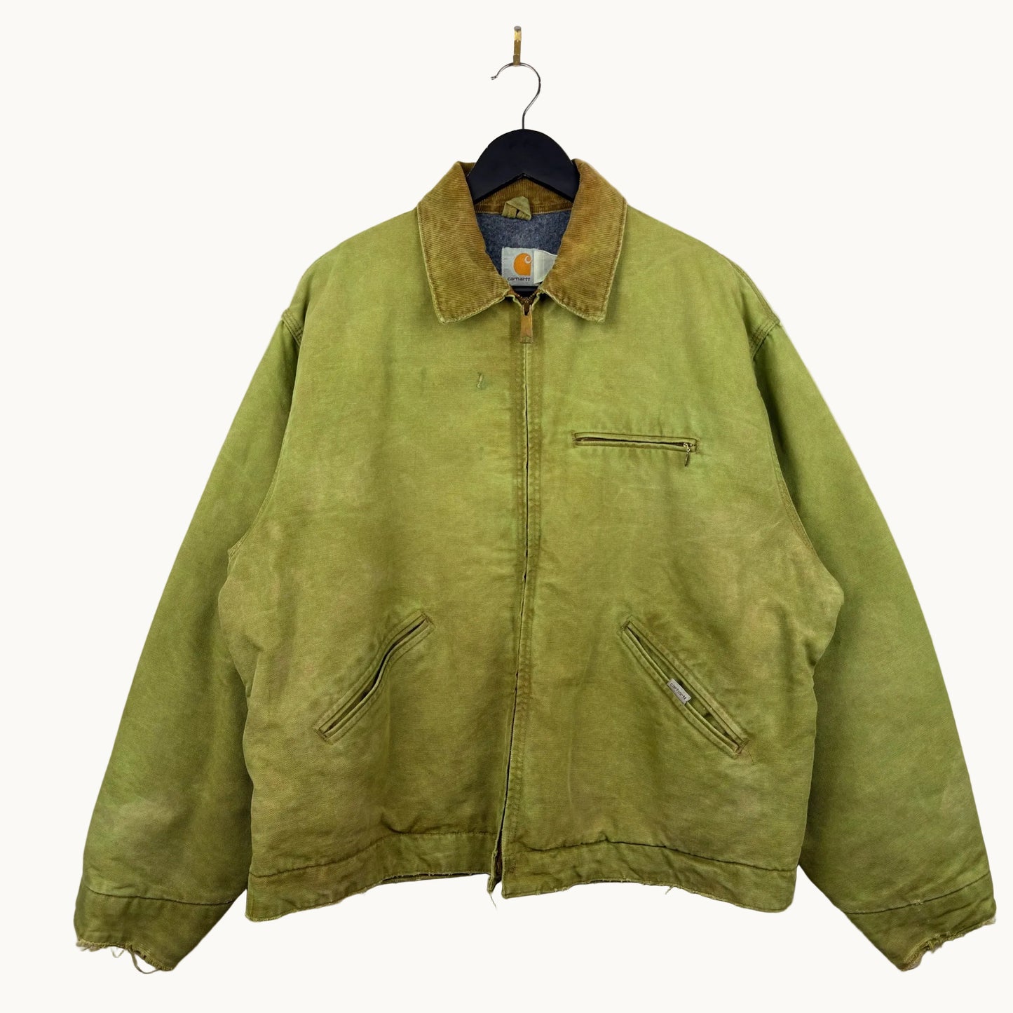 Vintage 80's Carhartt Detroit Dyed Green Distressed Jacket