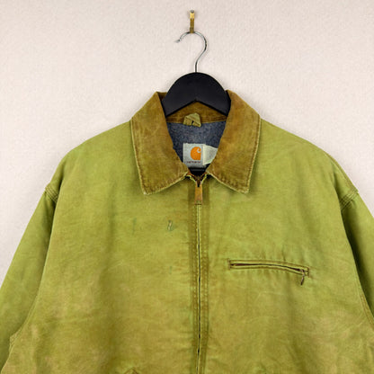 Vintage 80's Carhartt Detroit Dyed Green Distressed Jacket