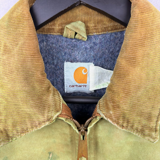 Vintage 80's Carhartt Detroit Dyed Green Distressed Jacket