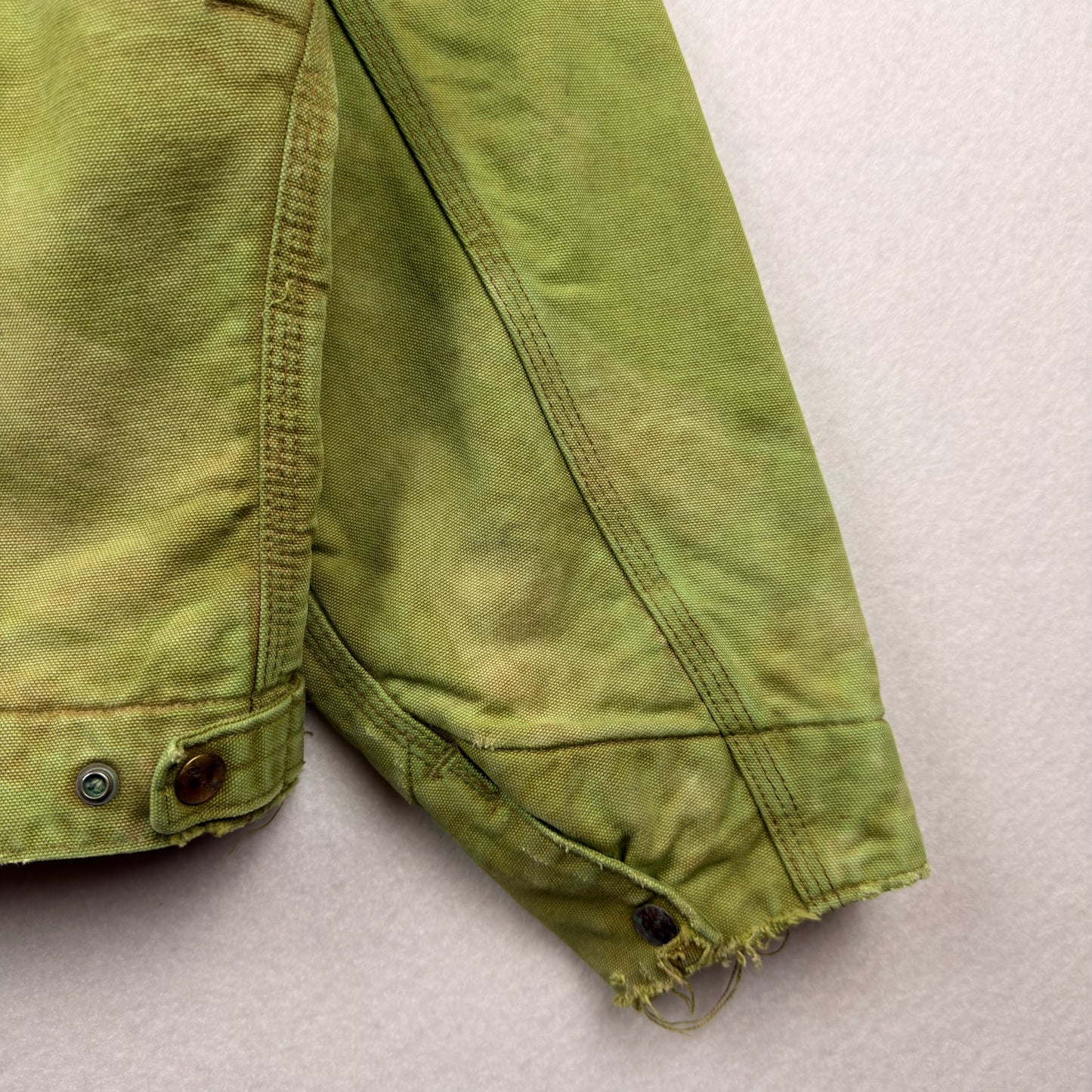 Vintage 80's Carhartt Detroit Dyed Green Distressed Jacket