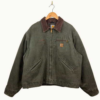 Vintage Carhartt Detroit J97 Moss Epcor Embroidered Blanket Lined Jacket