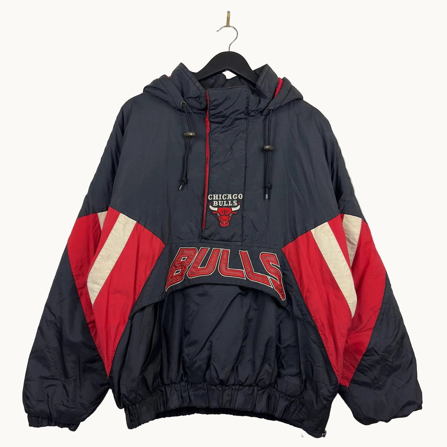 Vintage Starter Chicago Bulls Quarter Zip Hooded Insulated Jacket