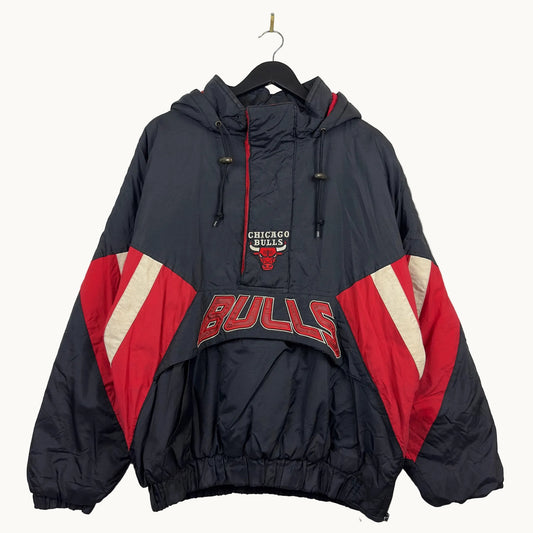Vintage Starter Chicago Bulls Quarter Zip Hooded Insulated Jacket