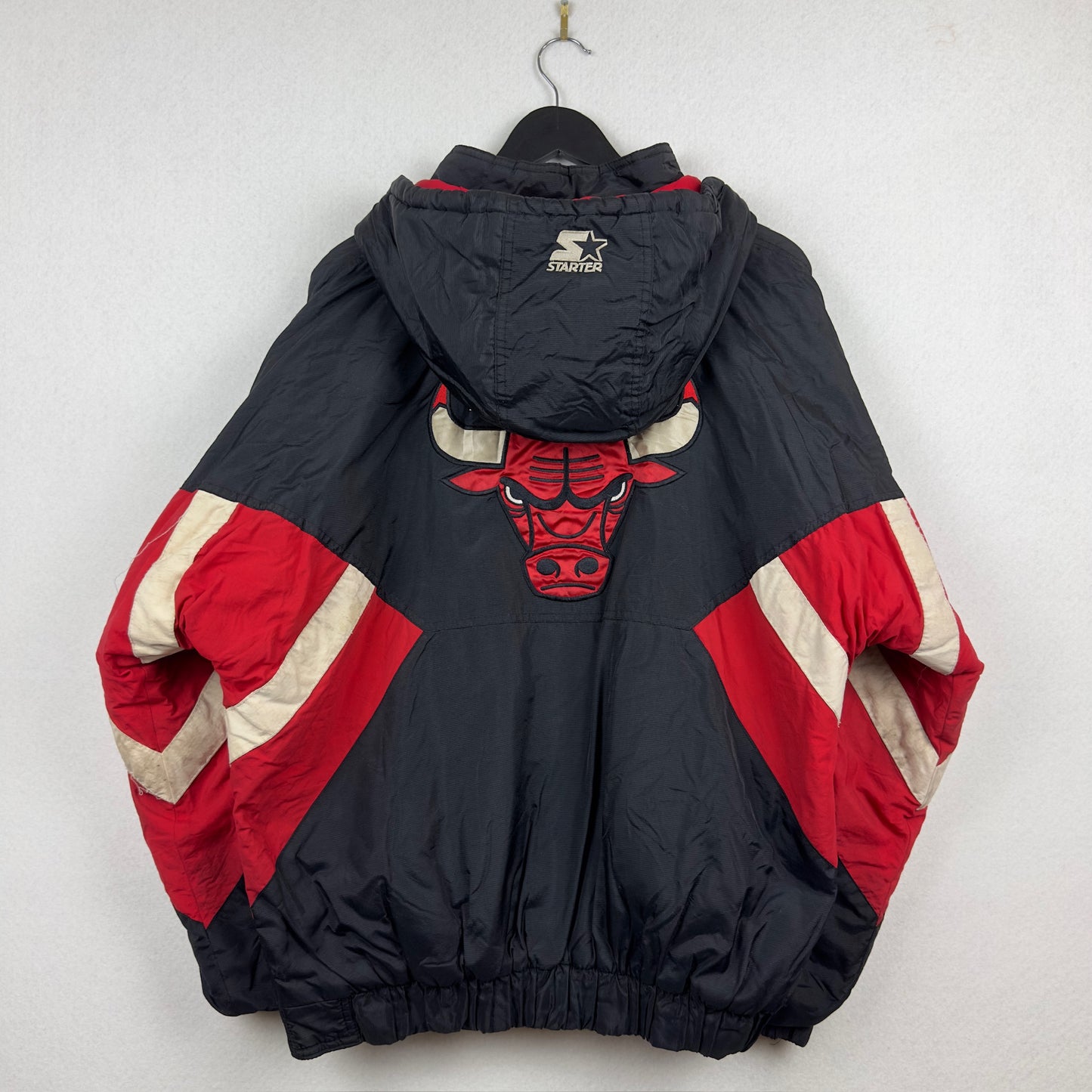 Vintage Starter Chicago Bulls Quarter Zip Hooded Insulated Jacket