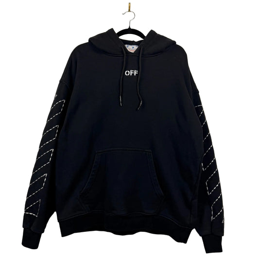 Off White Felpa Con Ricamo Stitched Arrows Black Pullover Hoodie