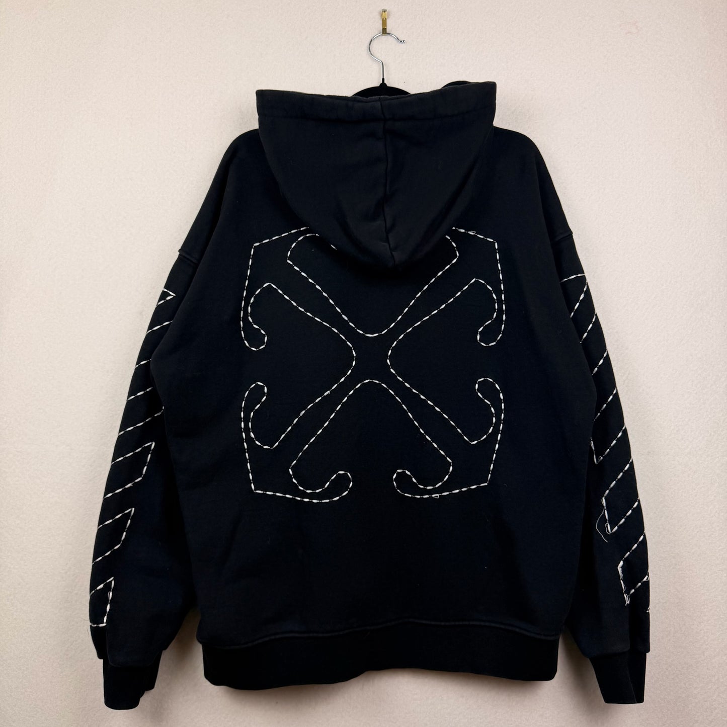 Off White Felpa Con Ricamo Stitched Arrows Black Pullover Hoodie