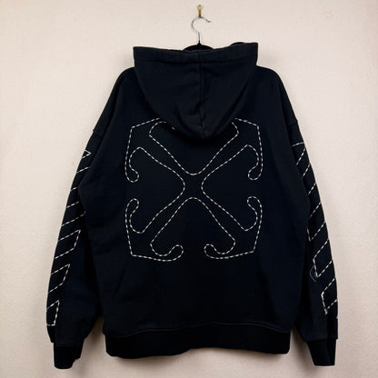 Off White Felpa Con Ricamo Stitched Arrows Black Pullover Hoodie