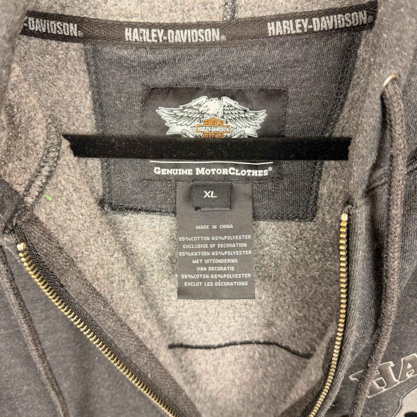 Harley Davidson Skull Backhit & Sleeve Hit Full Zip Hoodie