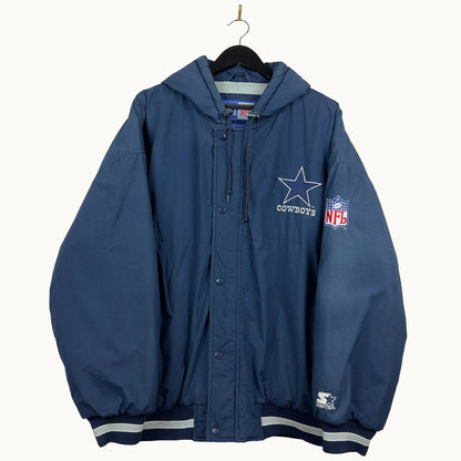Vintage Starter Dallas Cowboys Full Zip Hooded Insulated Jacket