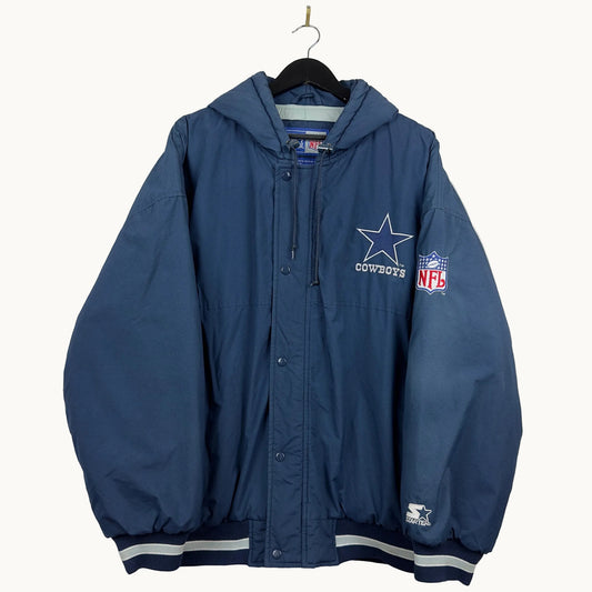 Vintage Starter Dallas Cowboys Full Zip Hooded Insulated Jacket