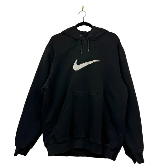Y2K Nike Grey Tag Black Big Logo Pullover Hoodie