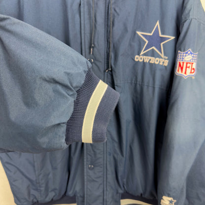 Vintage Starter Dallas Cowboys Full Zip Hooded Insulated Jacket