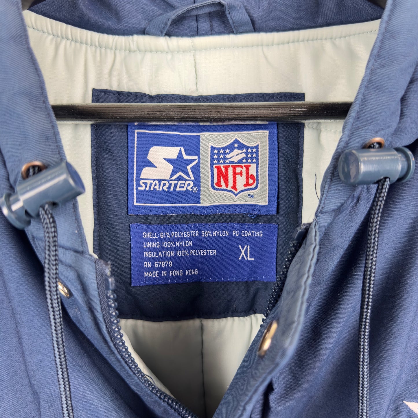 Vintage Starter Dallas Cowboys Full Zip Hooded Insulated Jacket