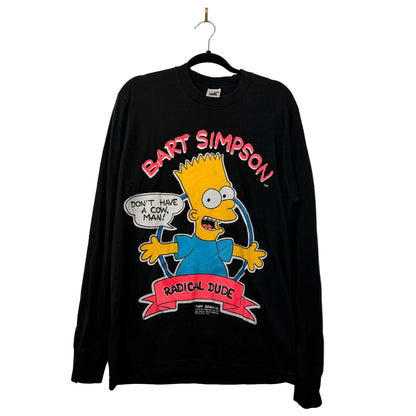 Vintage 90' Fruit of the Loom Bart Simpson Radical Rude Black Long Sleeve Tee