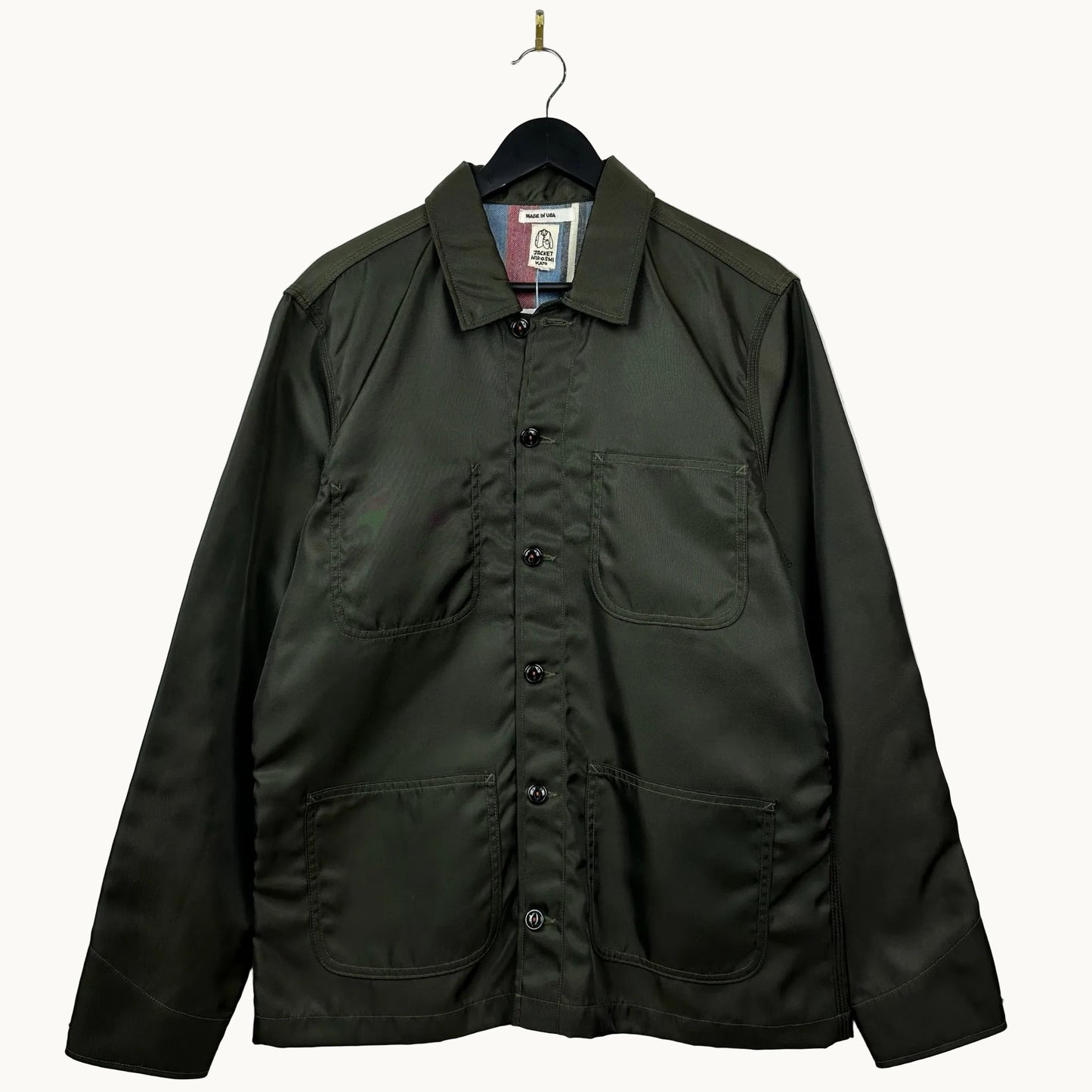 Hiroshi Kato Satin Green Chore/Barn Style Long Jacket