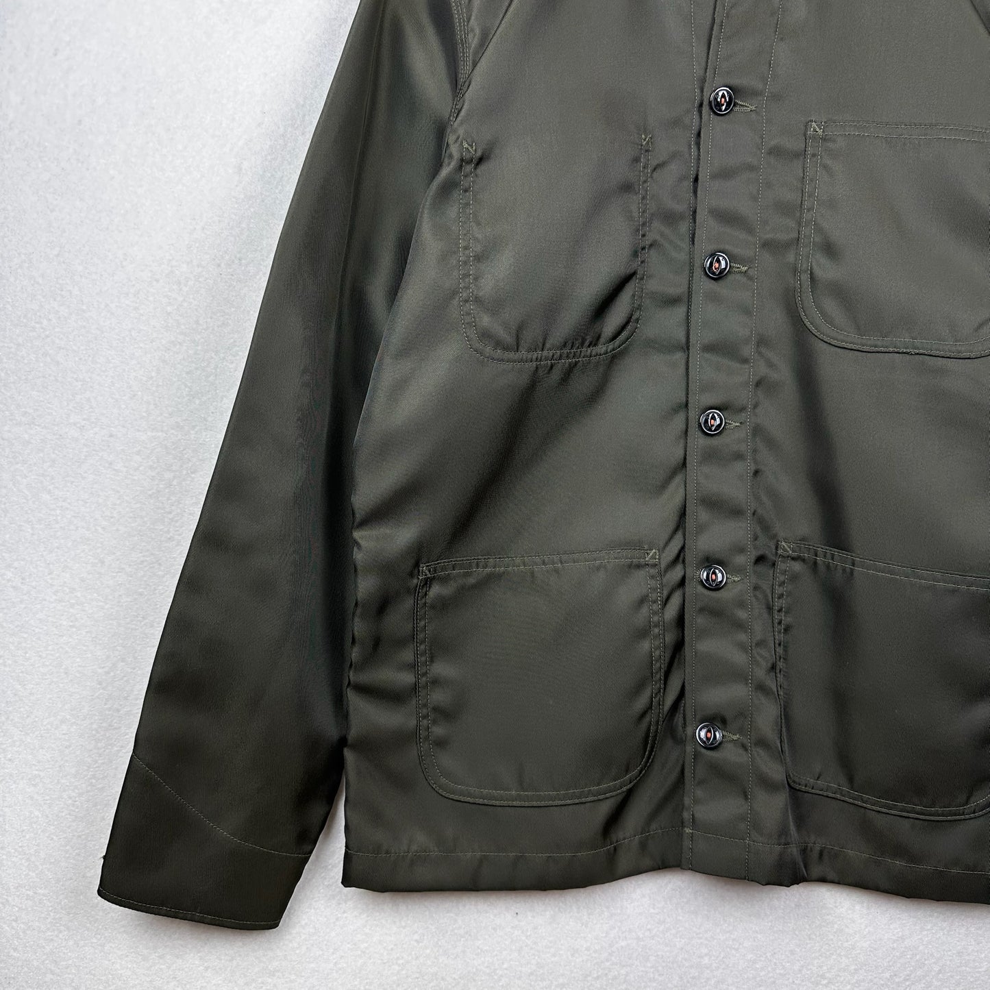 Hiroshi Kato Satin Green Chore/Barn Style Long Jacket