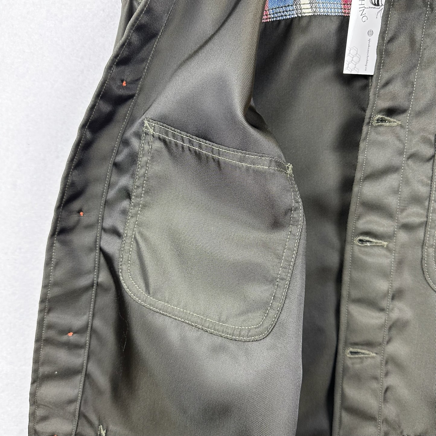 Hiroshi Kato Satin Green Chore/Barn Style Long Jacket
