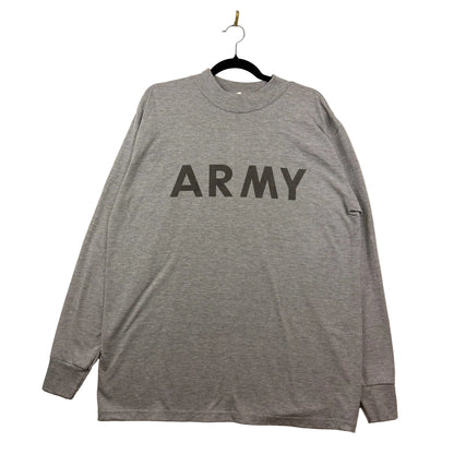 Vintage Army Issued Fitness Uniform Mock Neck Grey Long Sleeve Tee