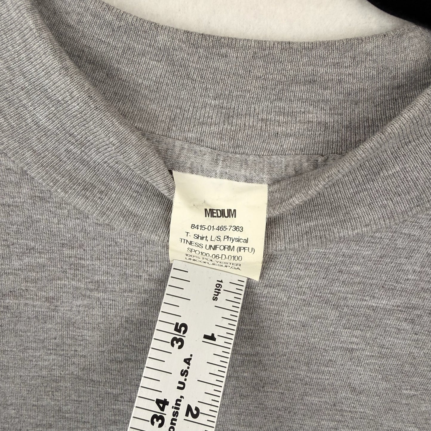 Vintage Army Issued Fitness Uniform Mock Neck Grey Long Sleeve Tee