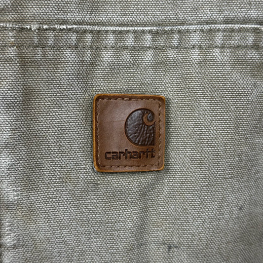 Vintage Carhartt J130 Beige Active Style Full Zip Heavy Distressed Insulated Jacket
