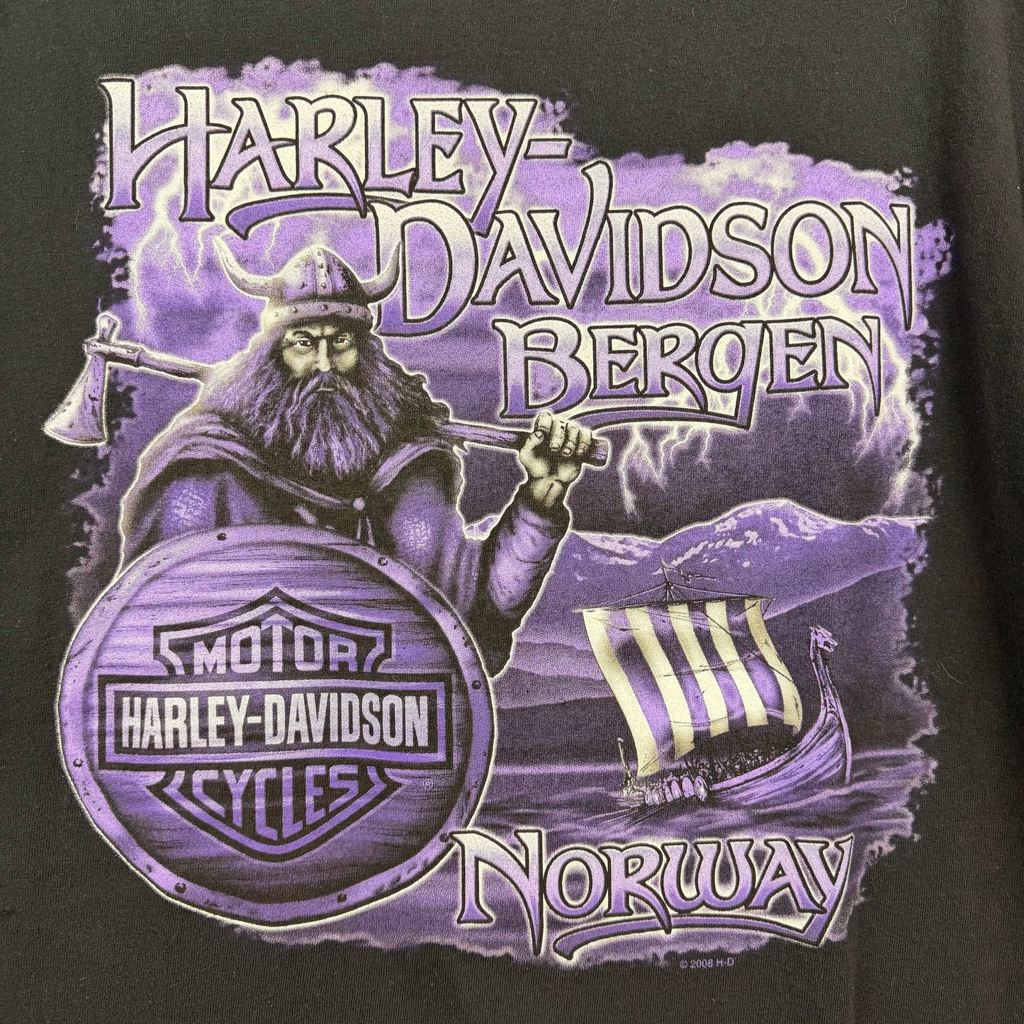 Harley Davidson Viking Bergen Norway Graphic Shirt