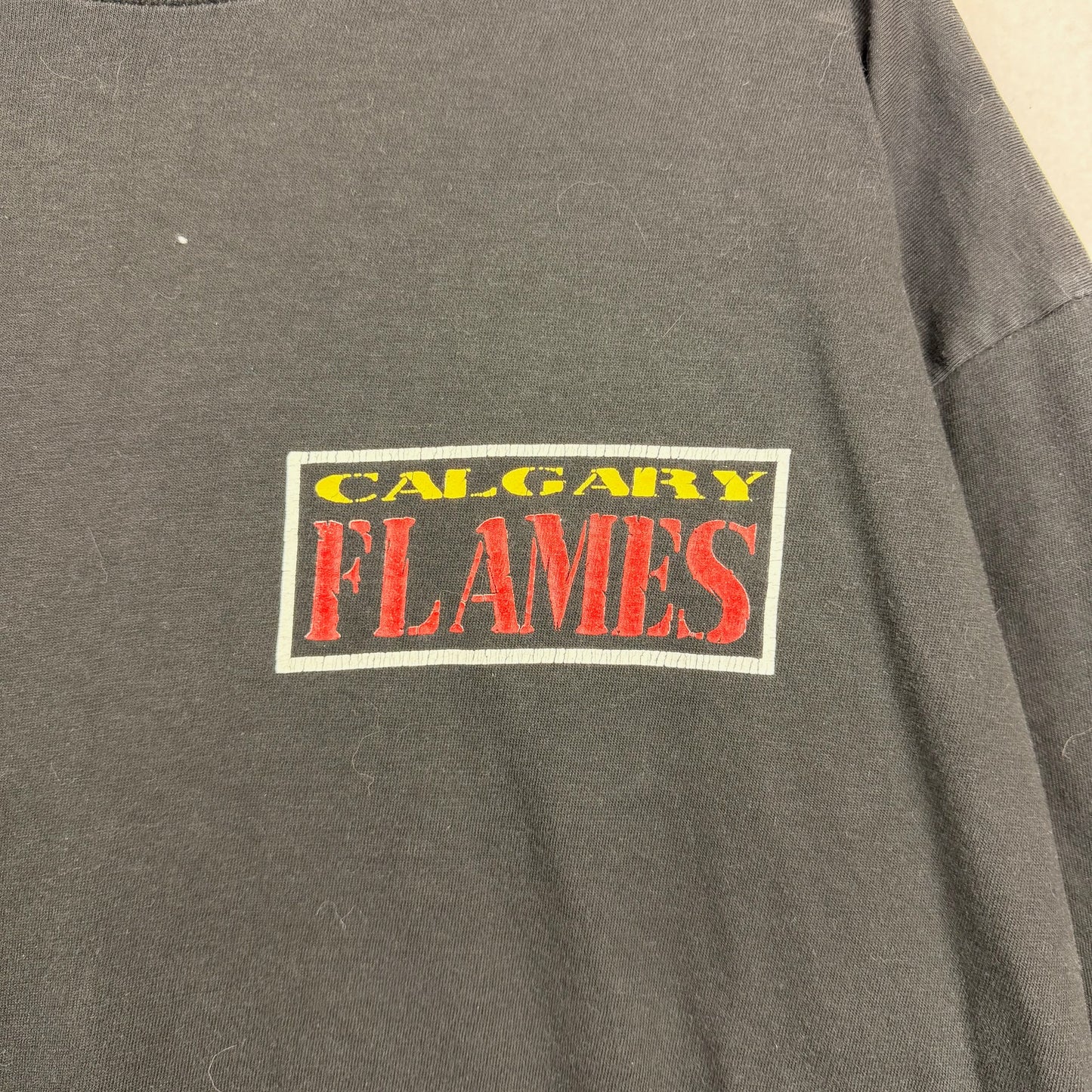Vintage 80's Starter Calgary Flames Back Graphic Black Tee