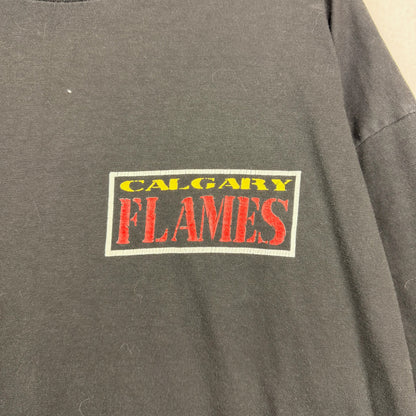 Vintage 80's Starter Calgary Flames Back Graphic Black Tee