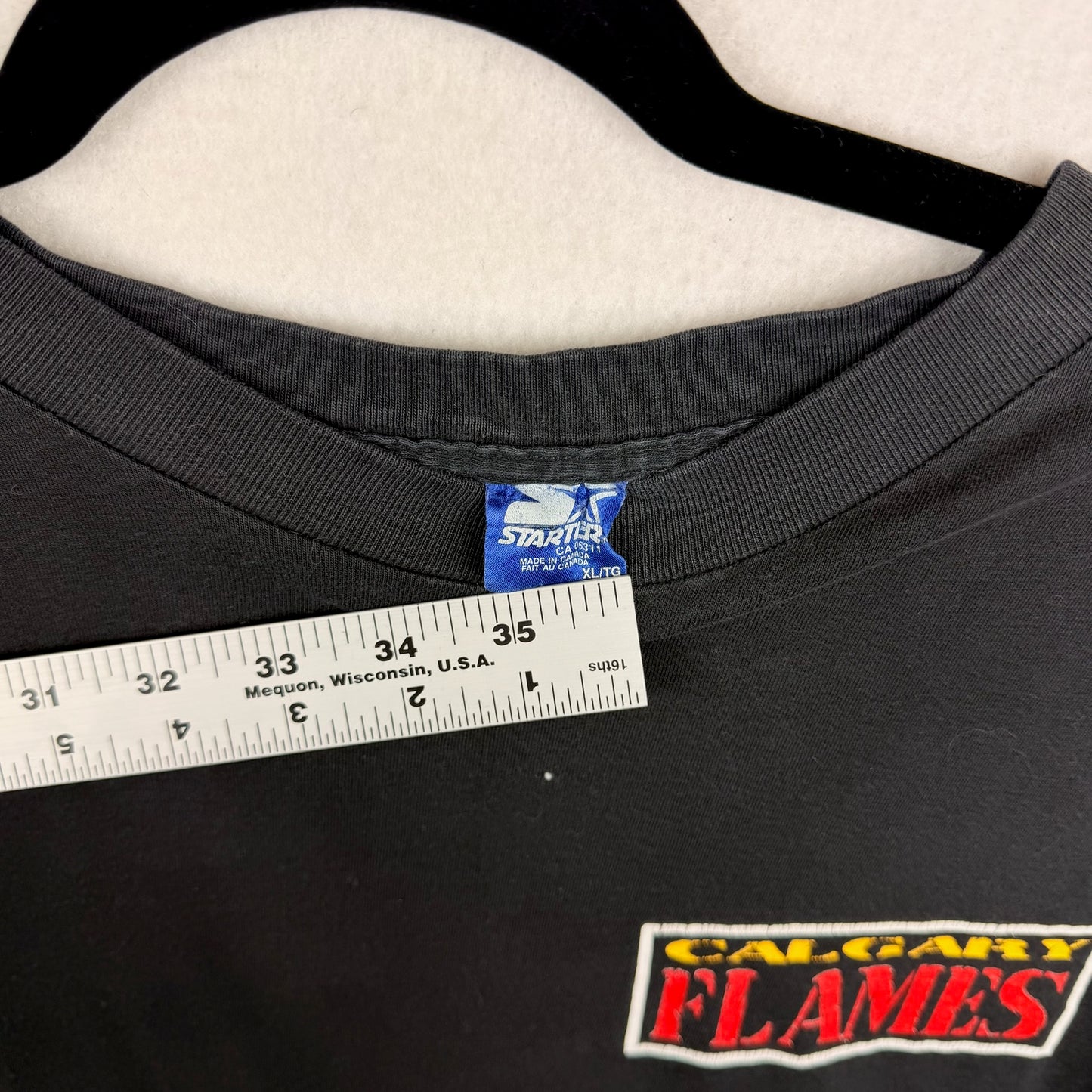Vintage 80's Starter Calgary Flames Back Graphic Black Tee