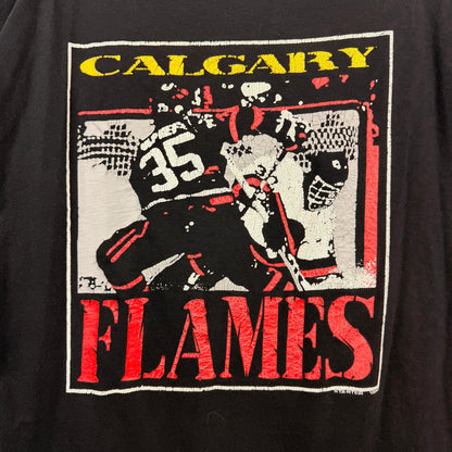 Vintage 80's Starter Calgary Flames Back Graphic Black Tee