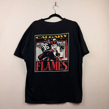 Vintage 80's Starter Calgary Flames Back Graphic Black Tee