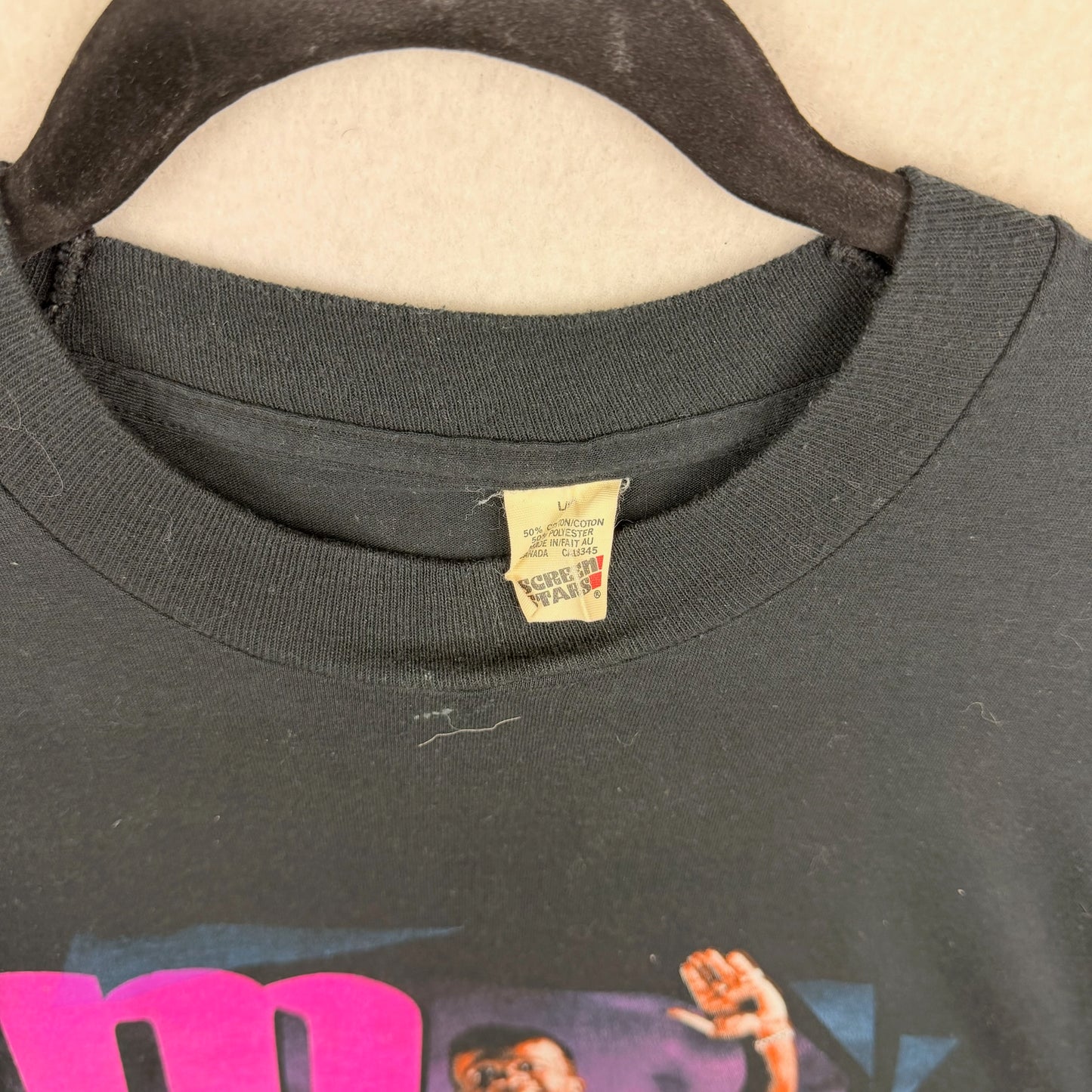 Vintage 91' Screen Stars MC Hammer Mega Print Black Graphic Tee