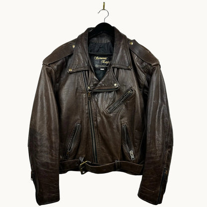 Screamin Eagle Brown Genuine Leather Biker Jacket