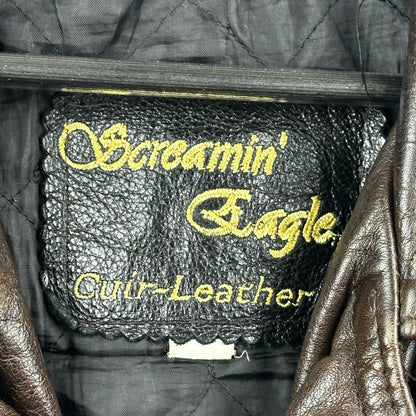 Screamin Eagle Brown Genuine Leather Biker Jacket