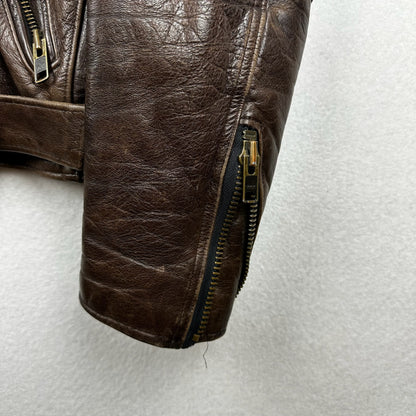 Screamin Eagle Brown Genuine Leather Biker Jacket