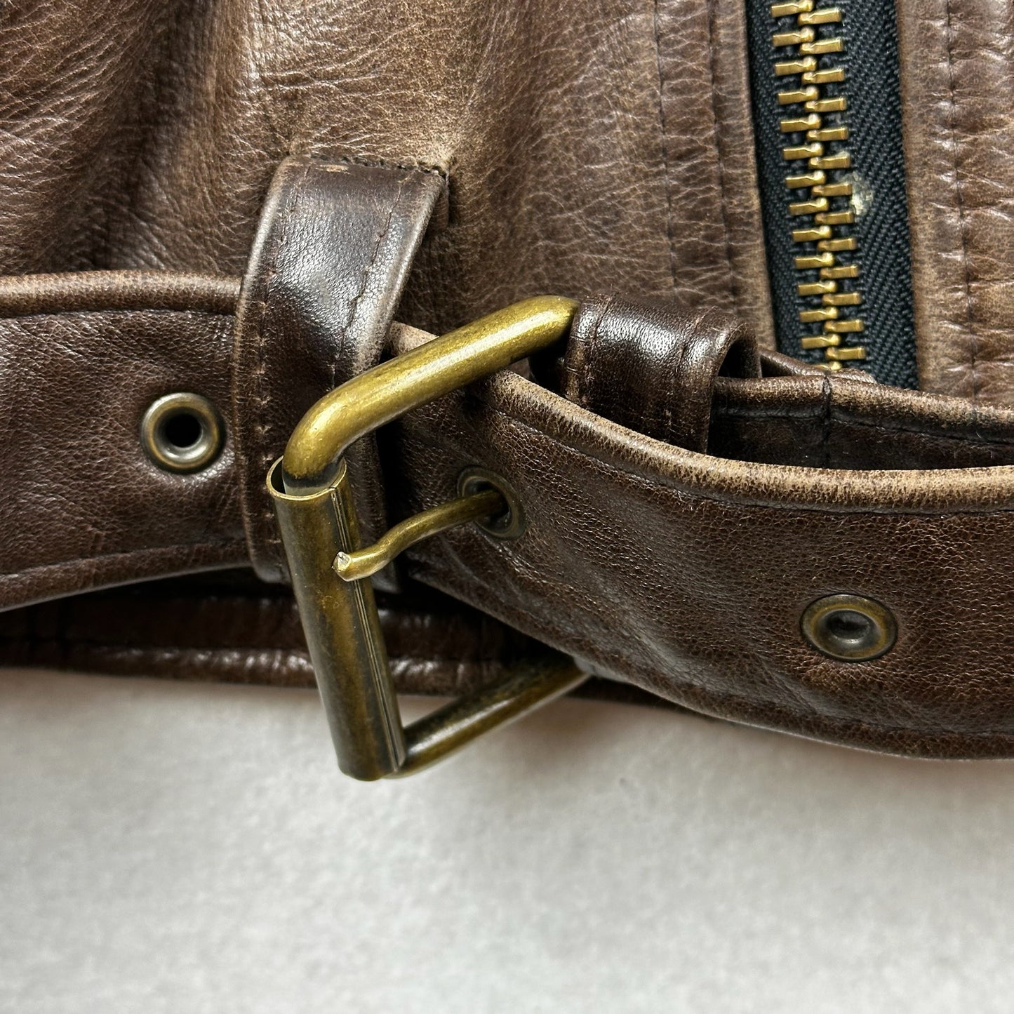 Screamin Eagle Brown Genuine Leather Biker Jacket