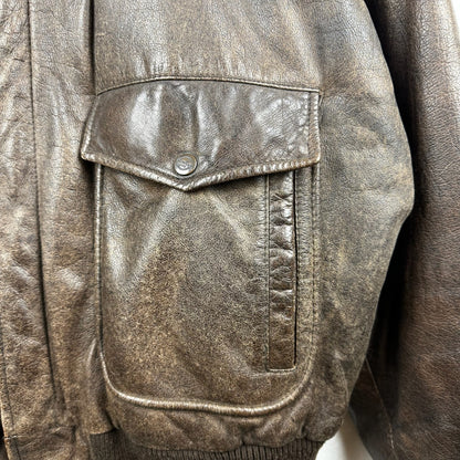Vintage Hard Rock Cafe Avirex Ankara Brown Full Zip A Genuine Leather Jacket