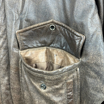 Vintage Hard Rock Cafe Avirex Ankara Brown Full Zip A Genuine Leather Jacket