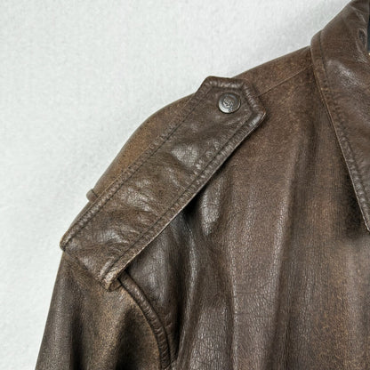 Vintage Hard Rock Cafe Avirex Ankara Brown Full Zip A Genuine Leather Jacket