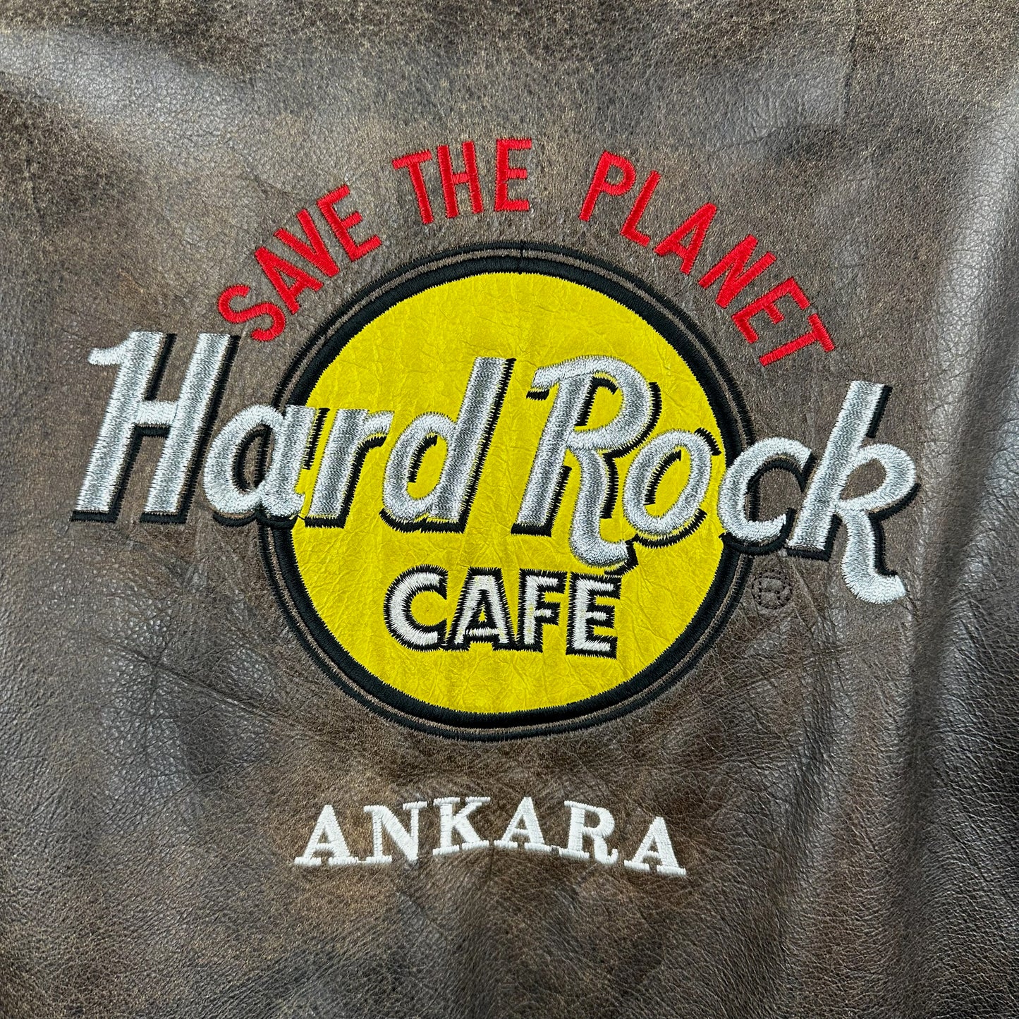 Vintage Hard Rock Cafe Avirex Ankara Brown Full Zip A Genuine Leather Jacket