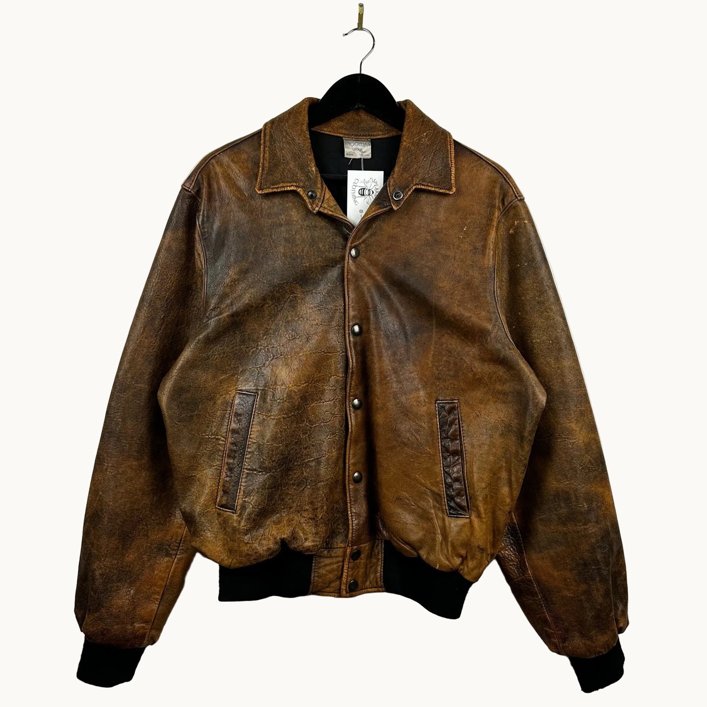 Vintage Brockum Brown Button Down Blank Genuine Leather Jacket