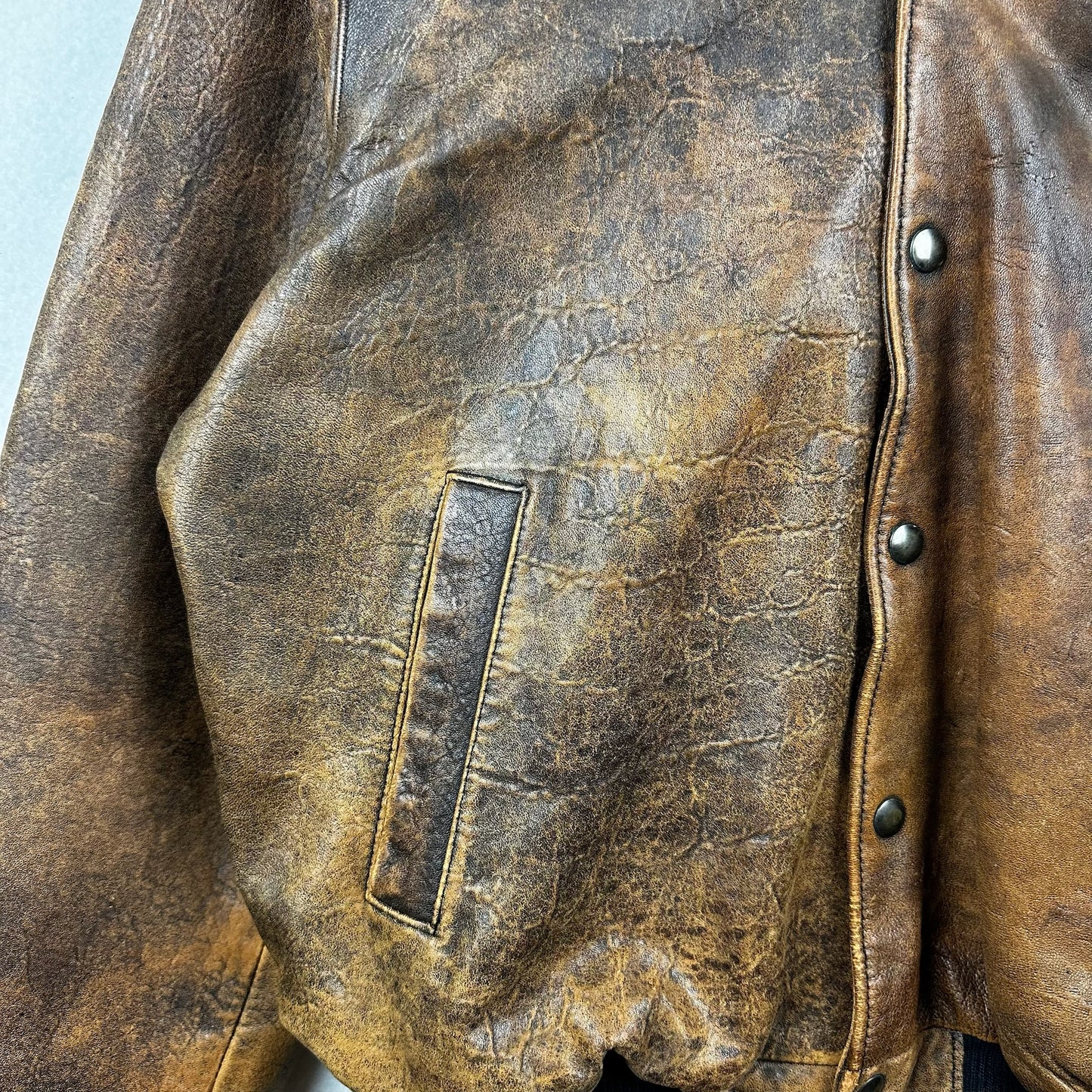 Vintage Brockum Brown Button Down Blank Genuine Leather Jacket